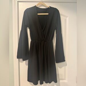 Black bell sleeve sweater dress